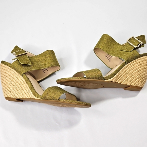 Seychelles Green Fabric Wedge Sandals Size 8.5 - Picture 8 of 8